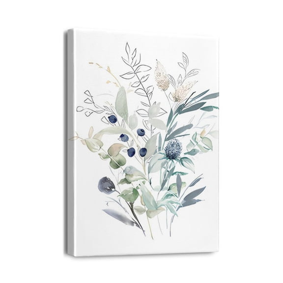 Wildflowers Rustic Botanical Abstract Watercolor Landscape Wall Art Bathroom Pictures Wall Decor Canvas Painting Prints Artwork for Bathroom Office Bedroom 12"x16"
