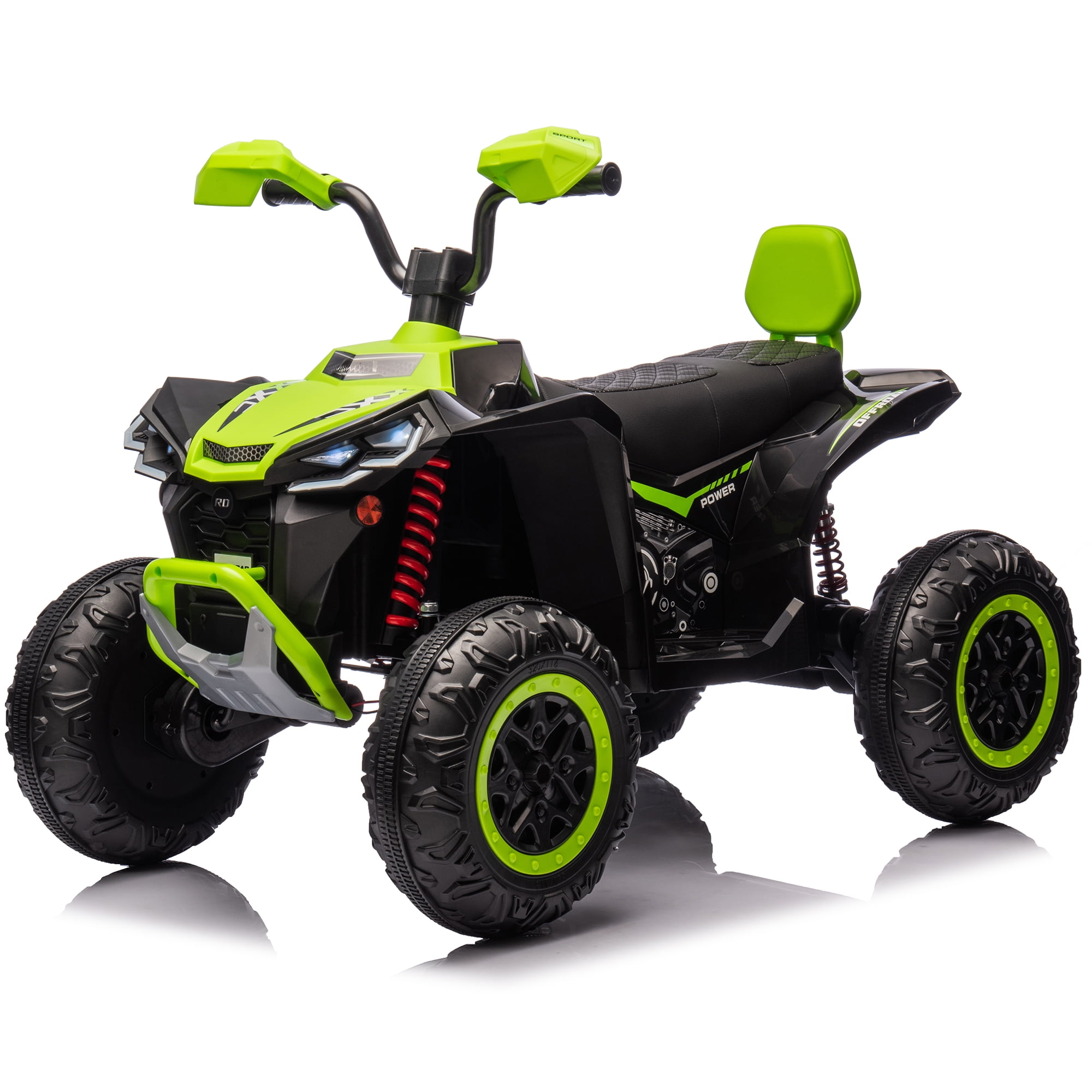 Joyracer 12V Kids Ride On ATV, 2* 45W Motor 4.5AH Battery Powered Electric Vehicle w/ LED Lights, High & Low Speed,Music, Spring Suspension, Ride on Car 4 Wheeler Quad for Boys & Girls,Green