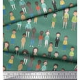 thumbnail image 2 of Soimoi Green Silk Fabric Crowd Theme Human Figure Fabric Prints By Yard 42 Inch Wide, 2 of 5