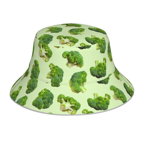 Fotbe Broccoli 3 Sombrero Tipo Pescador con Estampado – Sombrero de Sol de Algodón de Moda para Playa, Golf, Pesca
