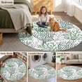 thumbnail image 5 of Round Rugs 5Ft, Sage Green Gray Coral Coastal Round Area Rug Washable Indoor Throw Carpet, Summer Beach Seaside Nautical Soft Non Slip Circle Rug for Cabinet Bathroom Home Decor Aesthetic, 5 of 8