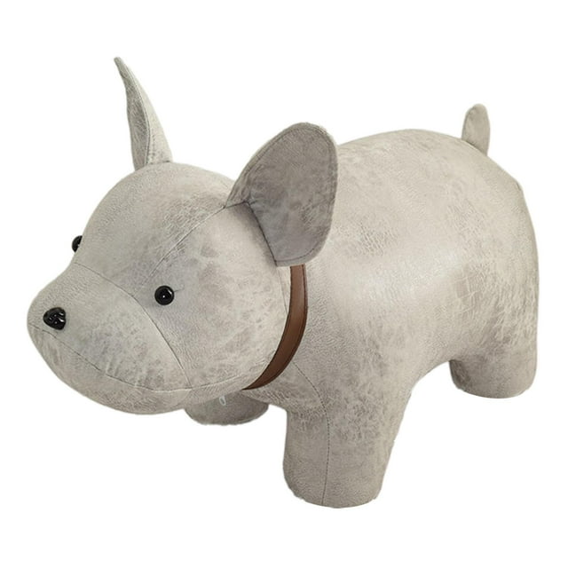 Tabouret Ottoman Mignon Portable Repose-Pieds Animal pour Chambres d'Amis Intérieur Chien Blanc