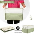 thumbnail image 6 of 8 Pack Collapsible Storage Bins Fabric Storage Bins Polyester Fabric Storage Baskets with Handles Linen Closet Organizer for Shelf Home Closet Towels Toys (Green White,15 x 11 x 9.5 in), 6 of 14