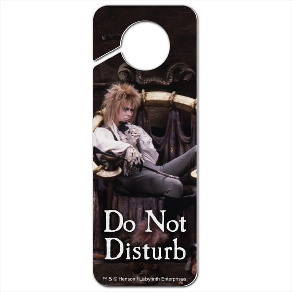 Goblin King Jareth From The Labyrinth Sitting On Throne David Bowie Plastic Door Knob Hanger Sign