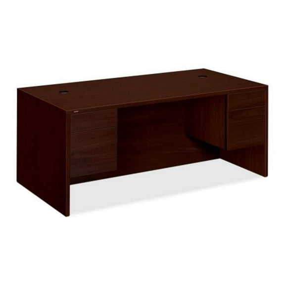 The HON COMPANY HON10593NN Double Pedestal Desk Rectangle Top - Mahogany - 72 in. x 36 in. x 29.5 in.