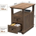 thumbnail image 3 of Wooden Narrow End Table with Flip Top Charging Station, 2 Drawers, Type-C & USB Port, Power Outlets, for Living Room & Bedroom, 3 of 7