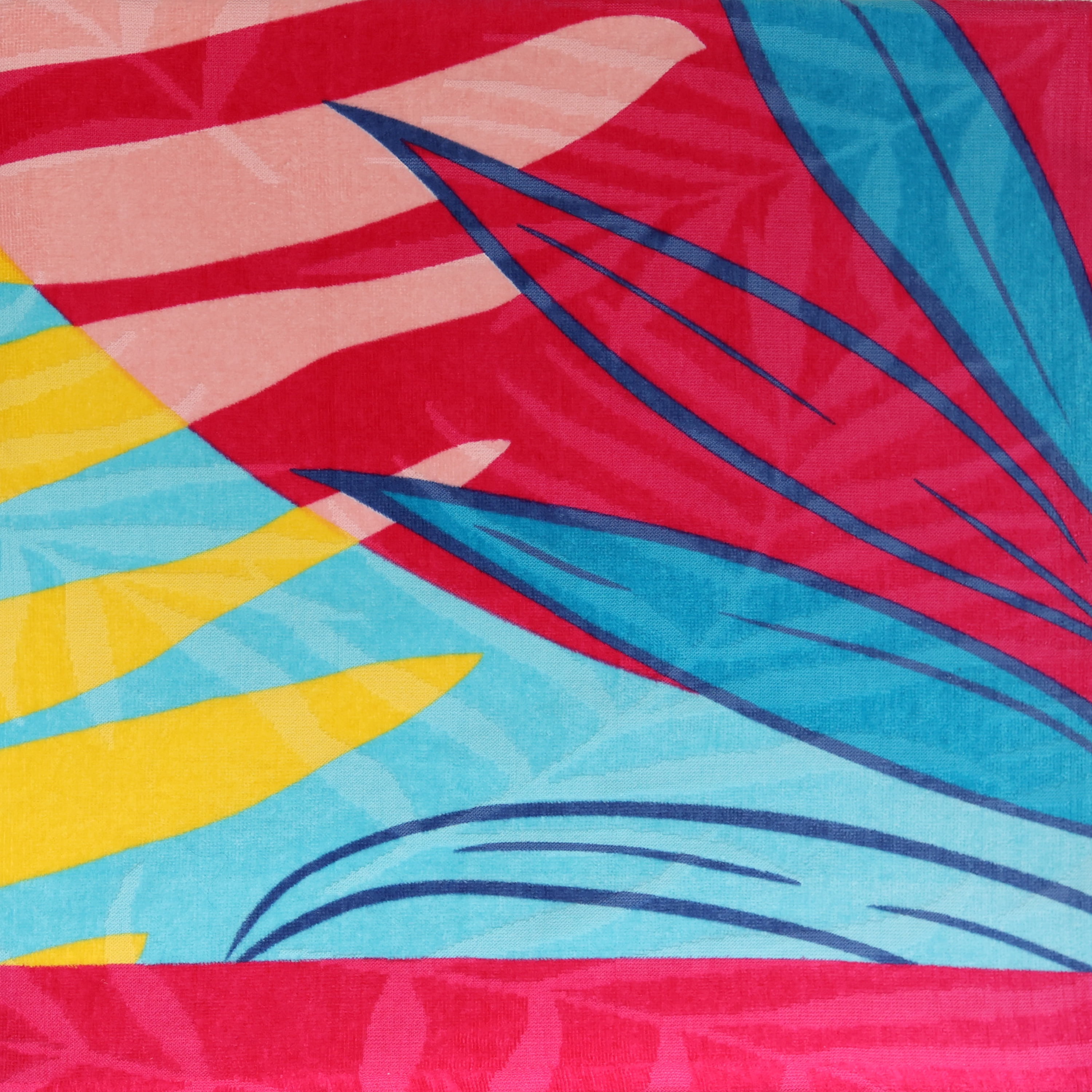 Better Homes & Gardens Oversized Printed Palm Coral 100% Cotton Velour Beach Towel, 38” x 72"