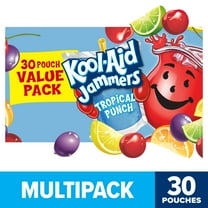 Kool-Aid Jammers Tropical Punch Flavored Drink Value Pack, 30 Ct Box, 6 fl oz Pouches, Liquids