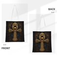 thumbnail image 3 of DouZhe Reusable Grocery Bags, Ancient Golden Ankh Symbol Lightweight Polyester Canvas Cloth Tote Bag for Travle Gym Shopping School, 15" x 16", 3 of 7