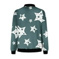 thumbnail image 3 of Oplxuo Full Zip Jacket for Women All Over Stars Printed Casual Long Sleeve Lightweight Windbreaker Coat Outerwear with Pockets, 3 of 4