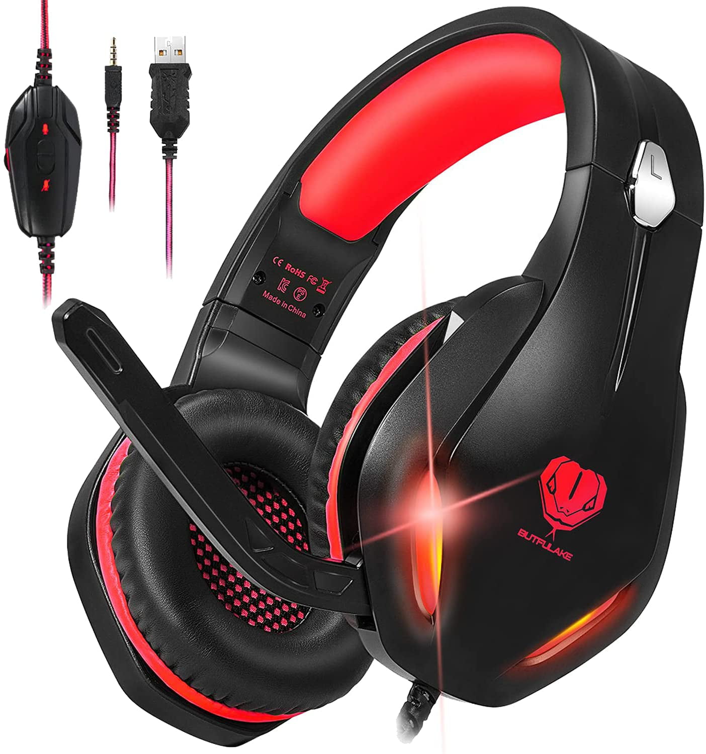 timmerman Zonder Net zo Pacrate Gaming Headset for Xbox, PC, PS4, PS5, Laptop, Crystal Clear Sound  Computer Gamer Headset with Noise Canceling Mic and LED Light - Lightweight  Comfortable Over Ear Headphones - Walmart.com