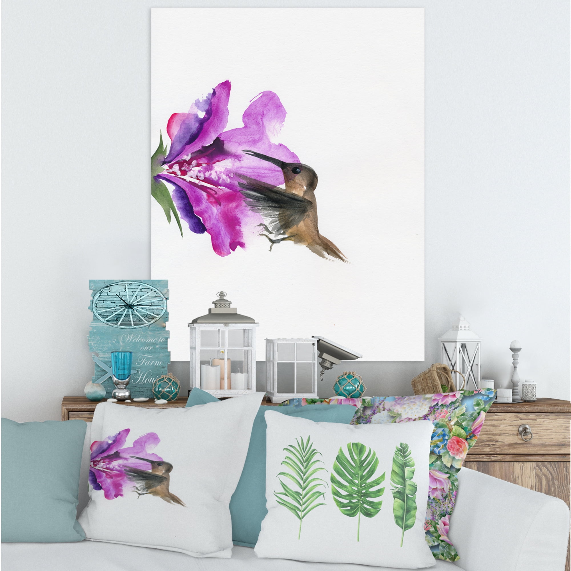 Designart ' Purple Fuchia VIntage Flower ' Traditional Canvas Wall Art Print