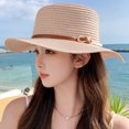 thumbnail image 6 of SikaFu New Straw Hat Girl Summer Flat -Ding Ding Ribbon Grand Hat Grass Cao Cao Cao Cao Cao Cao Cao Cao Cao Cao Cao Cao Cao Cao Cao Beach Hat Advanced Hat, 6 of 6