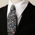 thumbnail image 7 of Barry.Wang Men's Cotton Ties Flower 3.15" Necktie Printed Skinny Tie Sets Clip Extra Long Flower Wedding Party Blue, 7 of 7