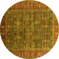 thumbnail image 1 of Ahgly Company Machine Washable Indoor Round Oriental Yellow Industrial Area Rugs, 3' Round, 1 of 4