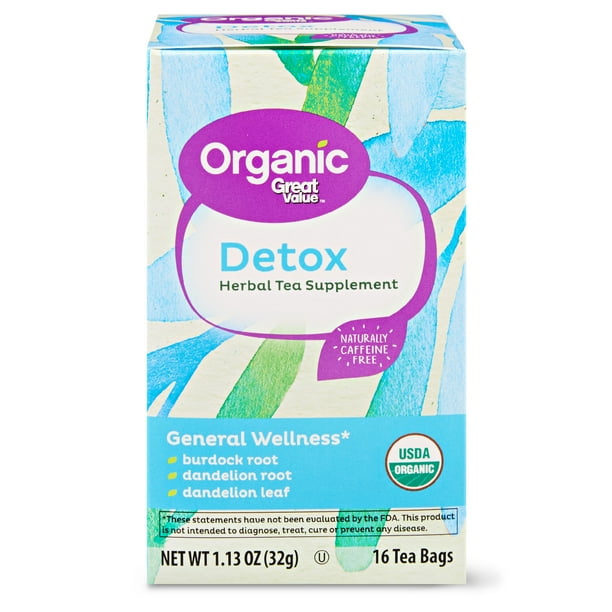 Great Value Organic Detox Herbal Tea Supplement, 16 Ct Tea Bags