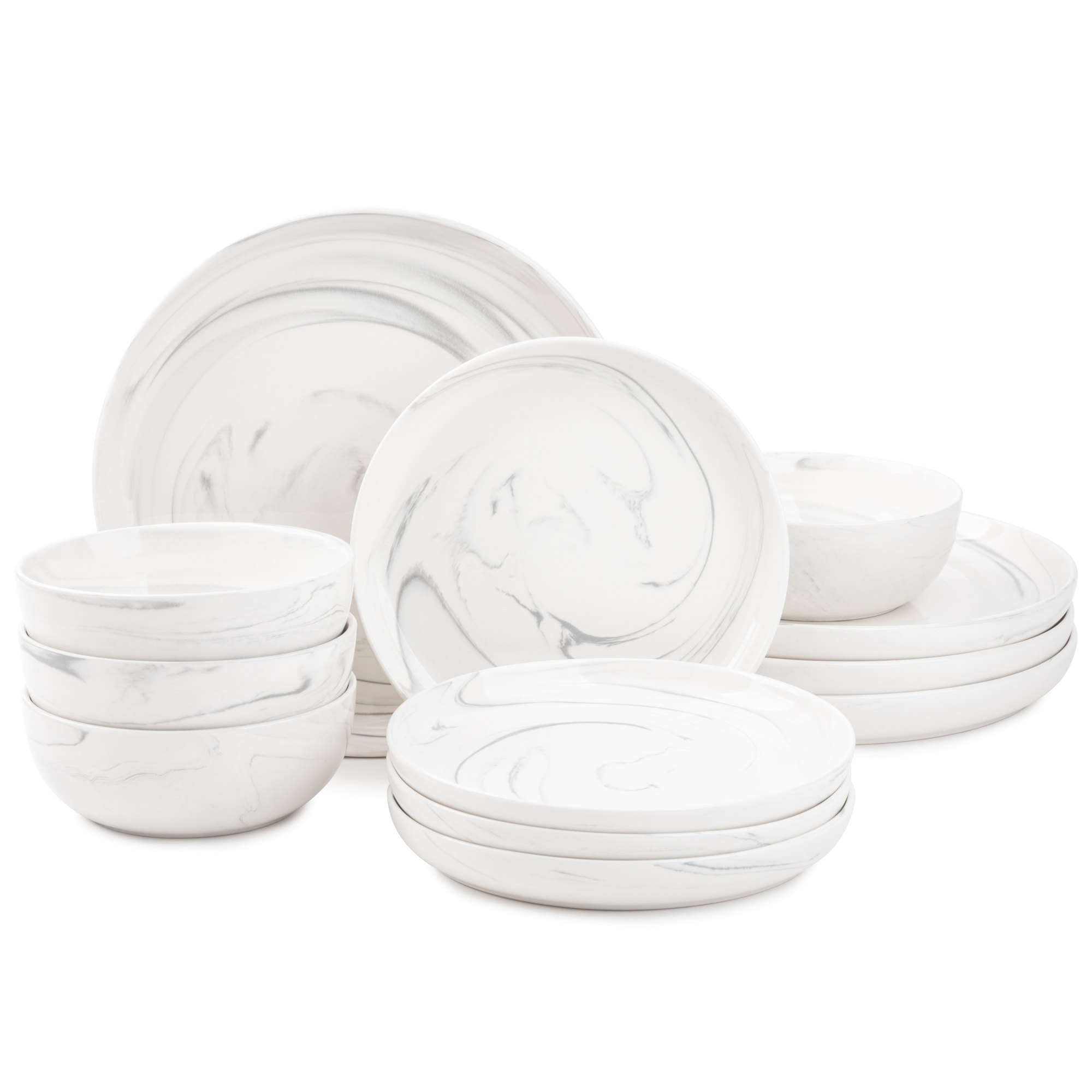 Thyme & Table Grey Marble 12-Piece Ceramic Dinnerware Set photo 1