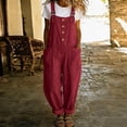 thumbnail image 2 of THDHVS Pants for Women,Solid Color Linen Spaghetti Strap Jumpsuit with Pockets Loose Summer Casual Outfit,Womens Pants Casual Wine 2XL, 2 of 6