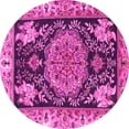 thumbnail image 1 of Ahgly Company Indoor Round Medallion Pink Traditional Area Rugs, 7' Round, 1 of 4