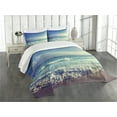 thumbnail image 3 of Ambesonne Tropical Quilted Bedspread Set 3 Pcs, Beach Sunset Waves, King Size, Cream Turquoise, 3 of 5