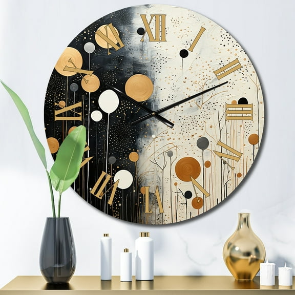 Designart "Medley in Monochrome II" Abstract Collages Oversized Wall Clock