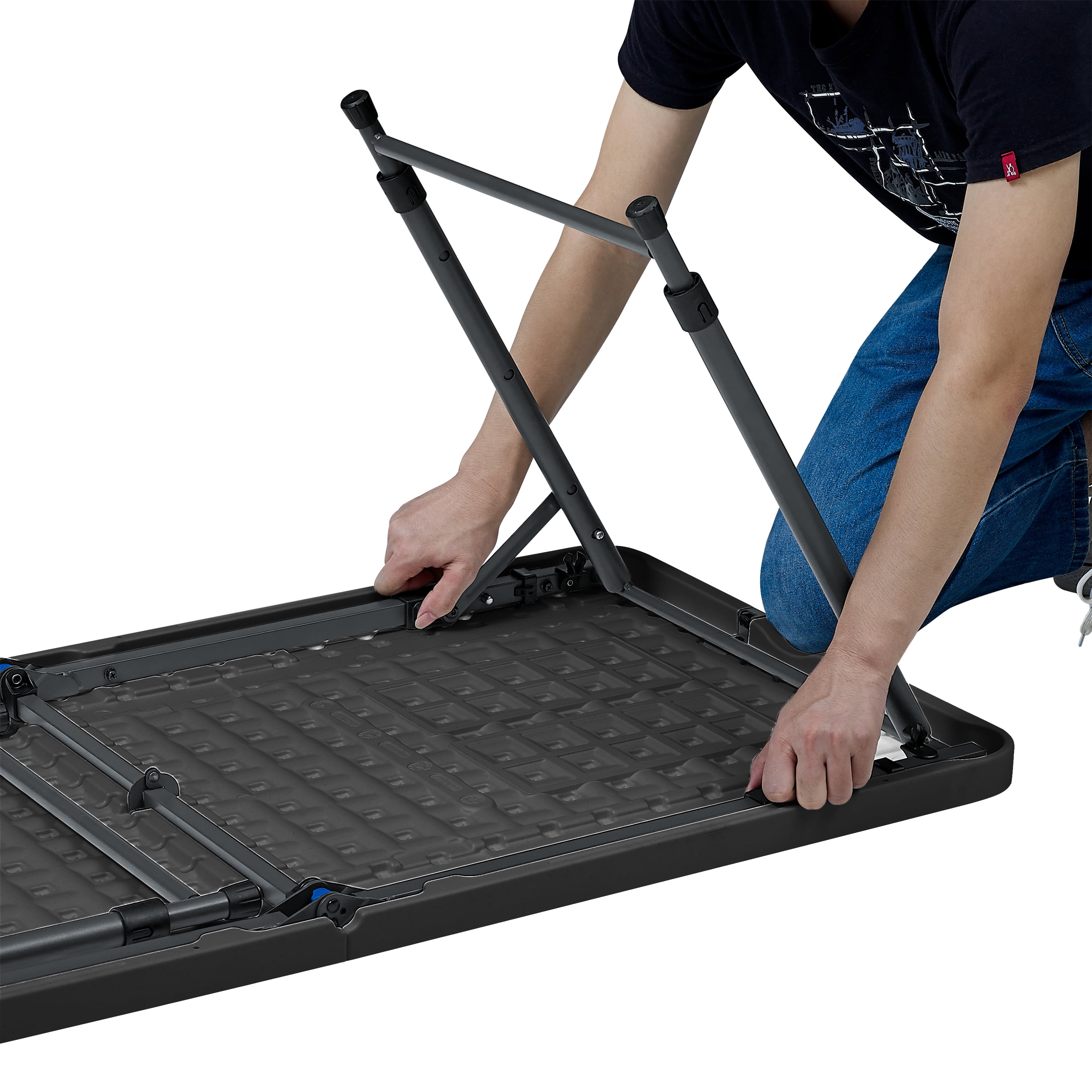 Mainstays 4' Adjustable Height Centerfold Folding Table, Black