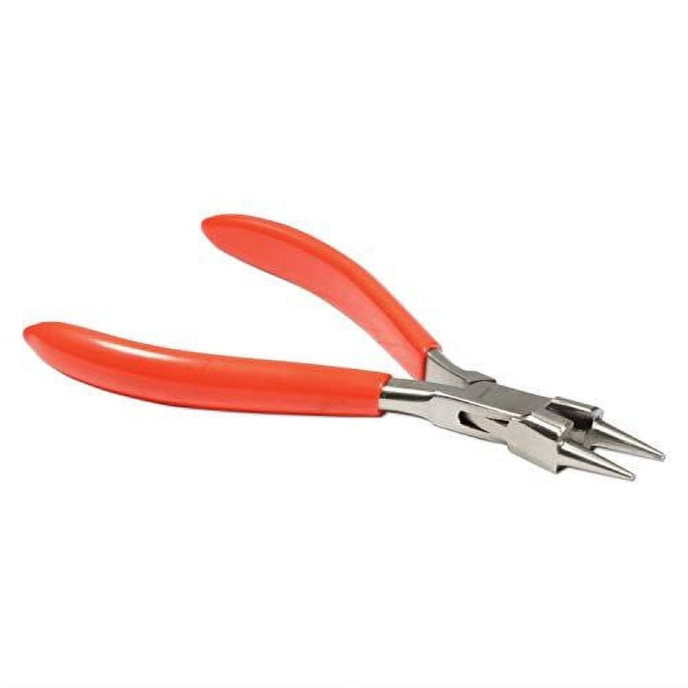 The Beadsmith Platinum Series German Combination Round Nose Pliers and Cutter (Rosary Pliers), 5.5 inches (140mm) with Polished Steel Head, red PVC Comfort Grip Handle, and no Spring