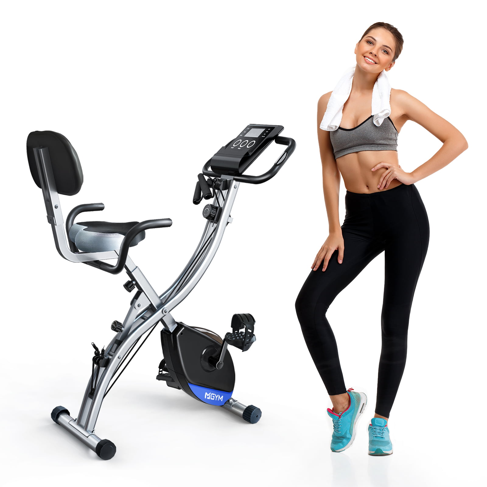 Folding Exercise Bike Magnetic LCD Monitor Exercise Bike Cycle Training Home Gym 