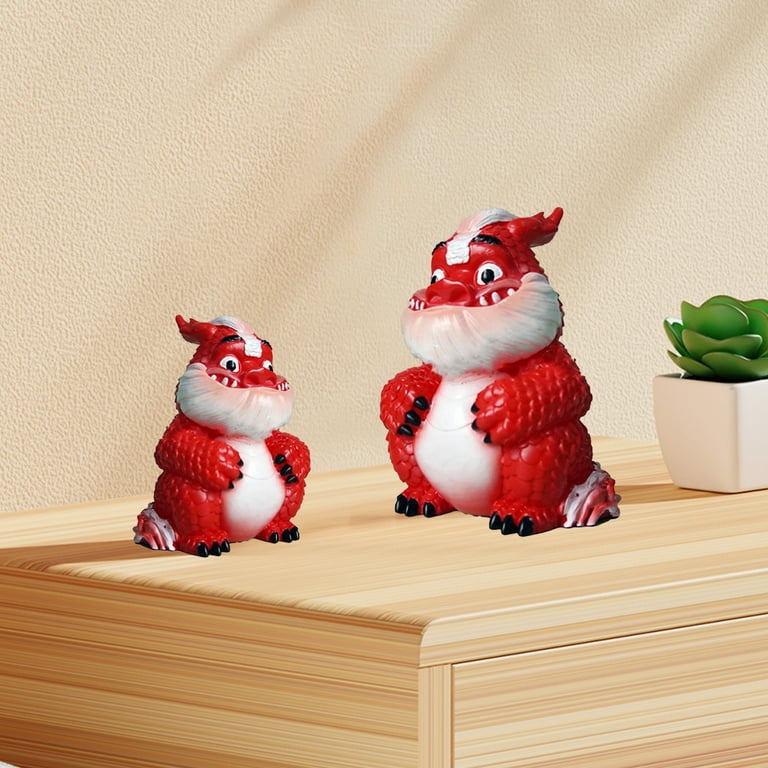 Chinese Red Dragon Figurine Resin Loong Figure Model Toy