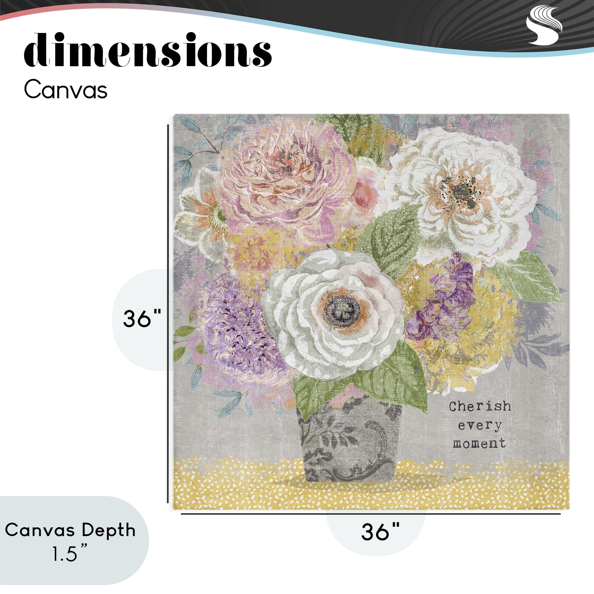 Stupell Industries Cherish Every Moment Inspiration Canvas Wall Art, design by Suzanne Nicoll
