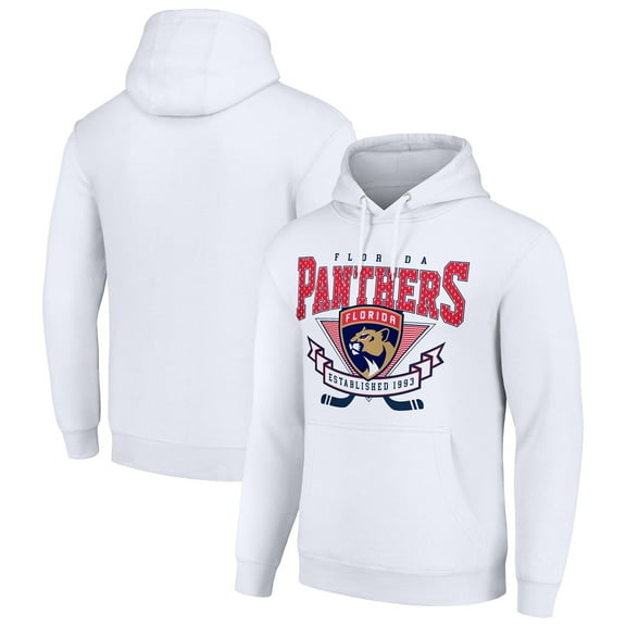 Men's Starter White Florida Panthers -80s Inspired Team Logo Graphic Pullover Hoodie