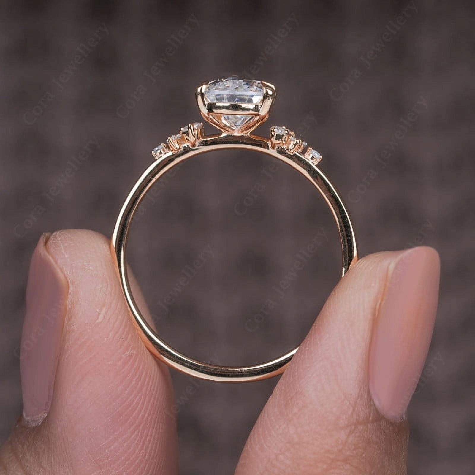 Cora Jewellery 1.25TCW Snow Drift Pear Moissanite Engagement Ring for Women, 14K Rose Gold, 4 US