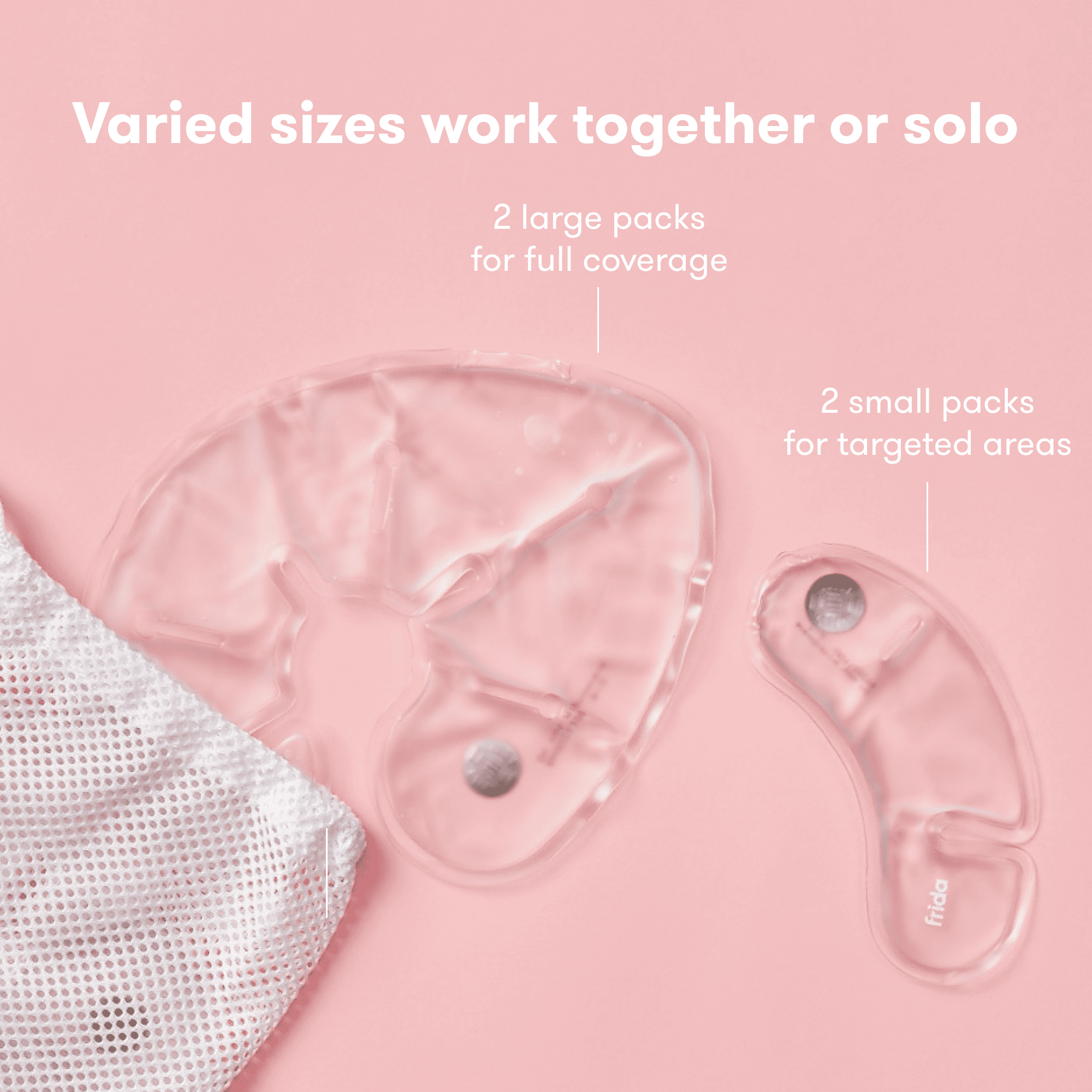 Frida Mom Instant Heating Pads for Breasts, Reusable Click-to-Heat Relief, Breastfeeding Essentials - 2 Small & 2 Large Heat Pads, 4pc set