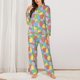 thumbnail image 2 of Balery Colorful Easter eggs Conjunto de Pijama con Estampado para Mujer, Conjunto de Dos Piezas con Manga Larga, Ropa de Dormir Suave con Bolsillos, Pijamas Cómodos-Small, 2 of 7
