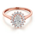 thumbnail image 3 of Gem Stone King 10K Rose Gold Lab Grown Diamond and White Created Sapphire Engagement Ring for Women | 0.94 Cttw | Oval 7X5MM | Gemstone April Birthstone | Size 8, 3 of 6