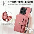 thumbnail image 2 of SaniMore for iPhone 15 Pro (6.1 inch 2023) Case,Wear-resistant PU Leather Skin + Zipper Purse Card Slots Removeable Crossbody Lanyard Stand Shell Shockproof Anti-scratch Drop-resistant, Pink, 2 of 10