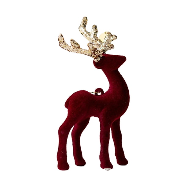 Adornos colgantes de alce para árbol de Navidad, manualidades decorativas con purpurina Rojo