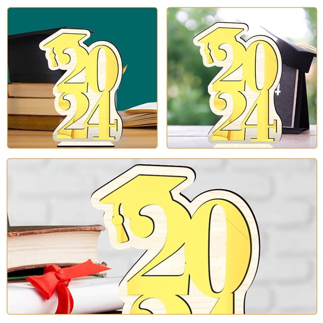 ELAYARD Golden Wooden Sign 2024 for Graduation Party Centerpieces and Grad Celebration Decor