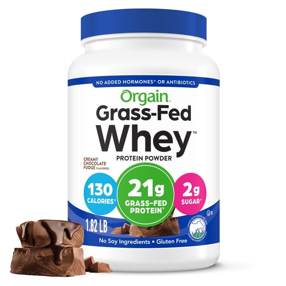 Orgain Grass Fed 21g Whey Protein Powder- Pasture Raised, Non-GMO, Chocolate Fudge 1.82lb