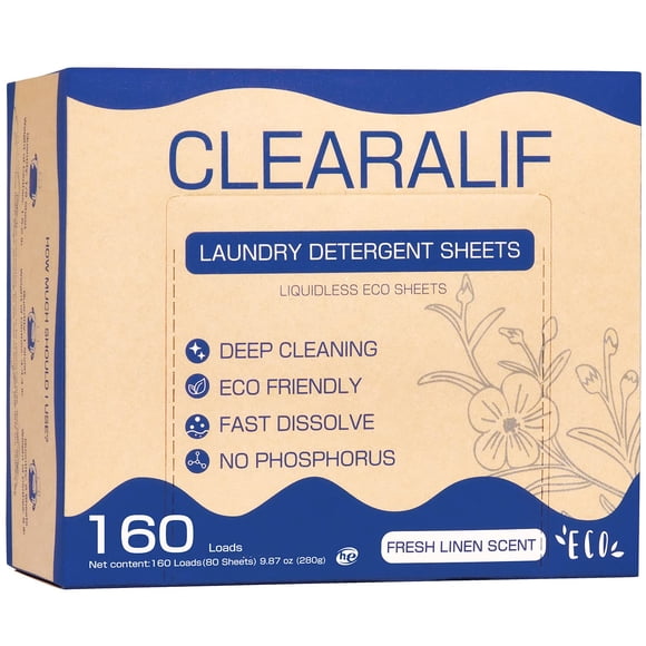 Láminas de detergente para ropa CLEARALIF de hasta 160 cargas
