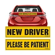 TOTOMO New Driver Please be Patient Magnet Sticker - 12"x3" Highly Reflective Car Safety Caution Sign for New and Student Drivers #SDM09