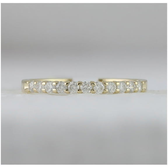 14K Yellow Gold Womens Round Dia. Wedding Single Row Band 1/4ctw, Women's Size: 5-10
