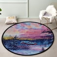 thumbnail image 2 of FREEAM Kids Round Nursery Area Rug 5 ft Watercolor Painting of Winter Non Slip Play Mats for Kids Boys Girls Playing Room Living Room, 2 of 6