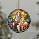 thumbnail image 1 of Adorno navideño de acrílico | Colgante redondo texturizado para coche, hogar y oficina | Elemento decorativo colgante para decoración navideña, cumpleaños y regalos de inauguración | 8 cm de diámetro, 1 of 2