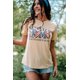 thumbnail image 4 of ABPHQTO Camiseta gráfica con estampado de letras y bandera nacional informal caqui para mujer, 4 of 5