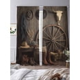 thumbnail image 3 of Western Vintage Sheer Curtains 84 Inch Length 2 Panels Set Window Treatments, Country Cowboy Boots Cow Skulls Retro Rod Pocket Semi Curtains for Living Room/Bedroom/Kitchen Décor, 104"W x 84"L, 3 of 7