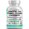 Quercetin 1000mg Zinc 50mg Elderberry Vitamin C 1000mg VIT D3 5000 IU for Lung Immune Defense Support Supplement w/ Bromelain, Artemisinin, Sea Moss, Probiotics, Garlic Immunity Allergy Relief Adults