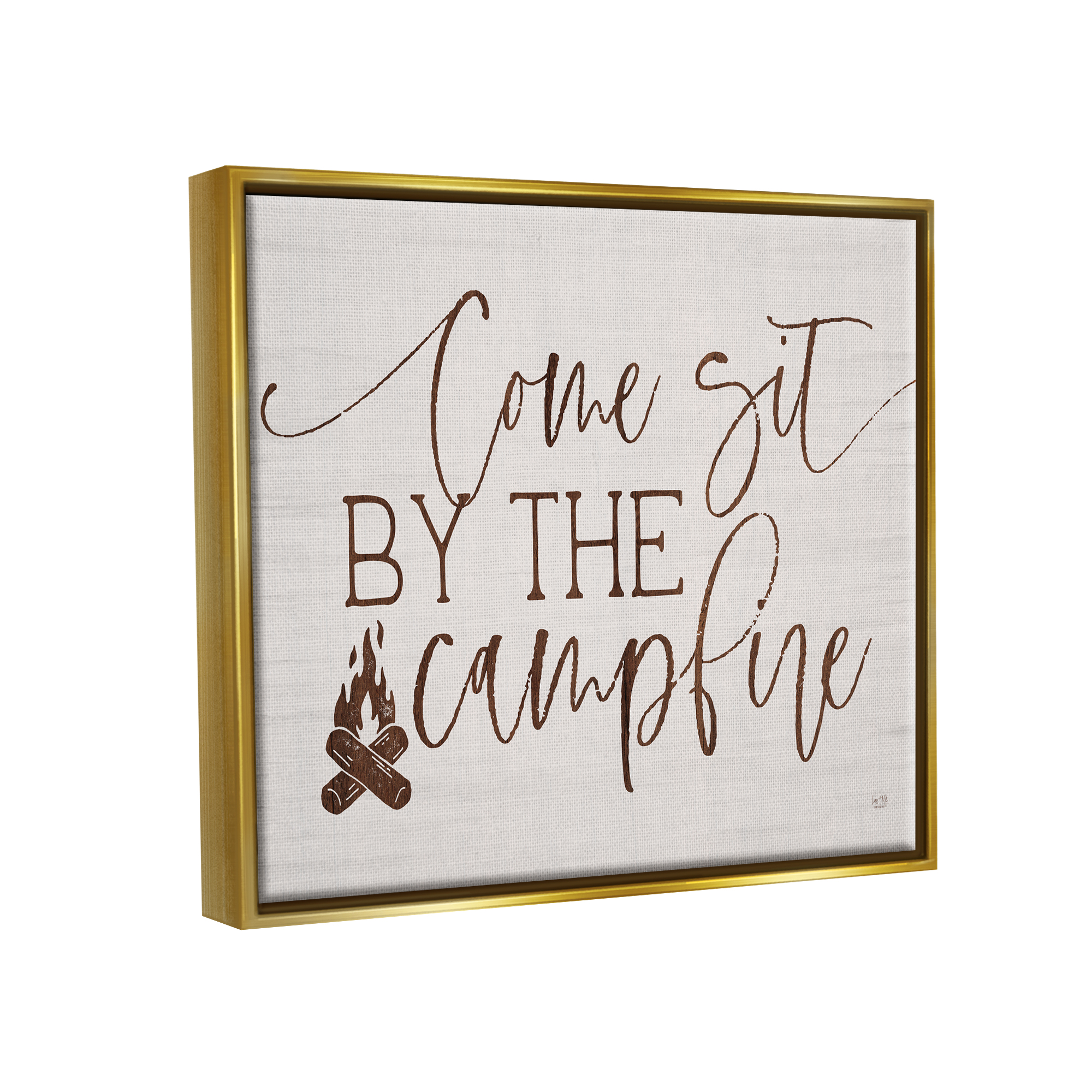 Stupell Come Sit By The Campfire Rustic Sign Inspirational Painting Gold Floater Framed Art Print Wall Art
