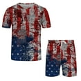 thumbnail image 4 of Pxiakgy suits for men casual Men's Independence Day Flag Spring Summer Leisure Sports Comfortable Breathable Sweat Absorbing Shorts Short Sleeve Suit men's suits, 4 of 4