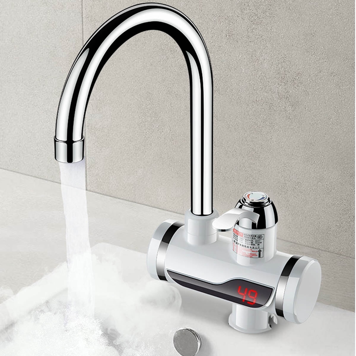 Ifcow Electric Shower Water Heater Instant Hot Water Faucet 360° Rotating Fast Heating Water Tap Tankless Water Heater with LED Display & Hose, Complete Shower Set